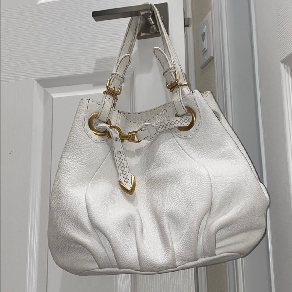 White leather fendi purse